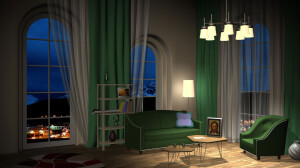 “Ночной интерьер”, 2024 - Выполнено в Cinema 4D